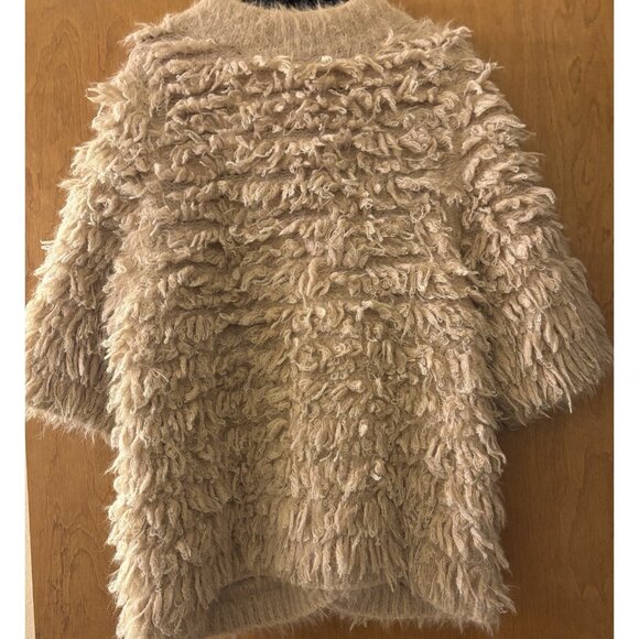 ANTHROPOLOGIE Knitted & Knotted TALAH Eyelash Cardigan Tan Jacket Size Medium - Picture 4 of 4